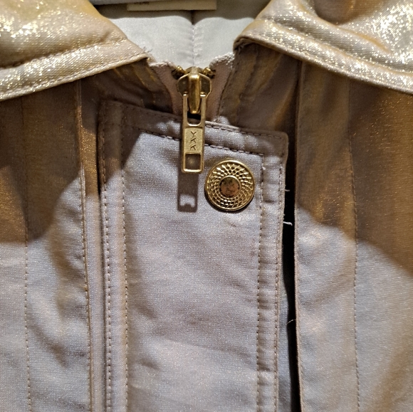 Monica Gray Vintage 1980s Shimmery Gold Puffer Coat Size XL - Picture 8 of 9